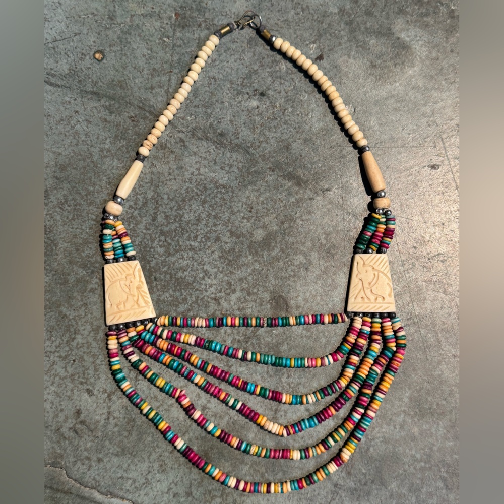 Multicolor Beaded Ethnic Necklace (NEVER USED)